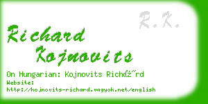 richard kojnovits business card